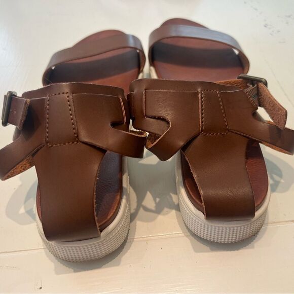 Mia Ellen Cognac Platform Sandals Sz 10 Straps Buckle Like New - Picture 5 of 8